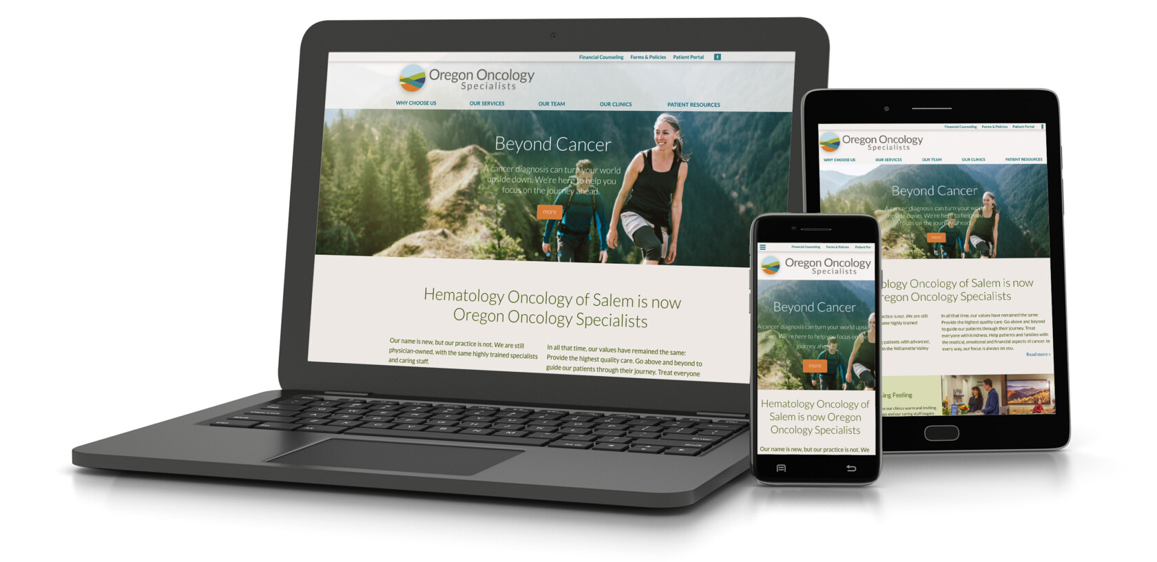 Oregon Oncology Specialists website redesigned to be responsive on multiple platforms