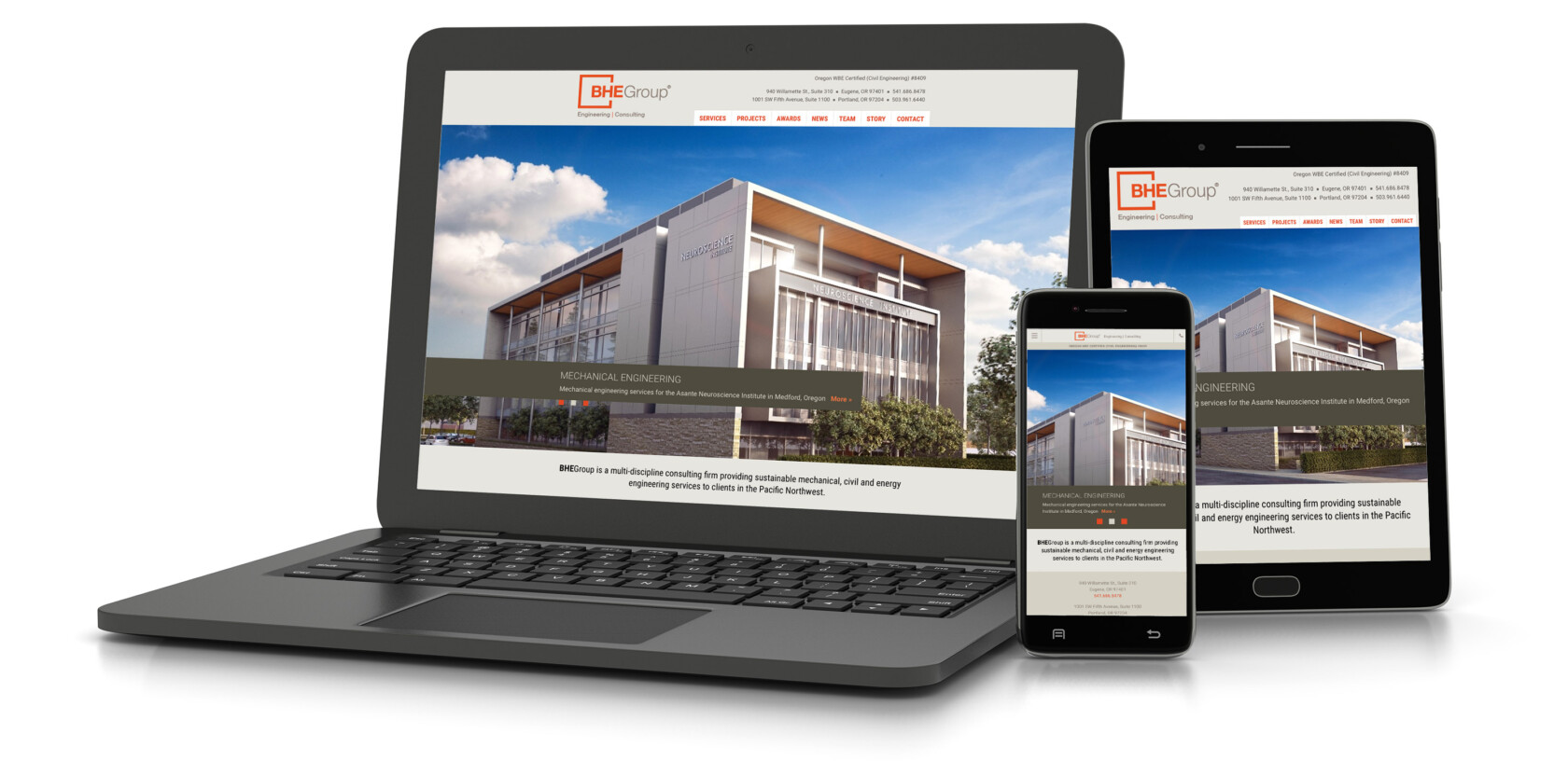 BHE Group website redesigned to be responsive across multiple devices
