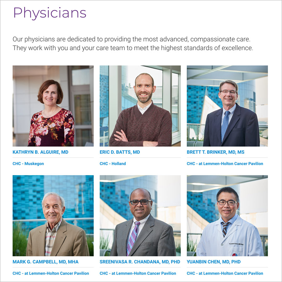 The Physicians page on The CHC website.