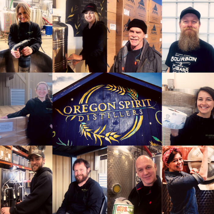 Oregon Spirit Distillery graphic grid of people