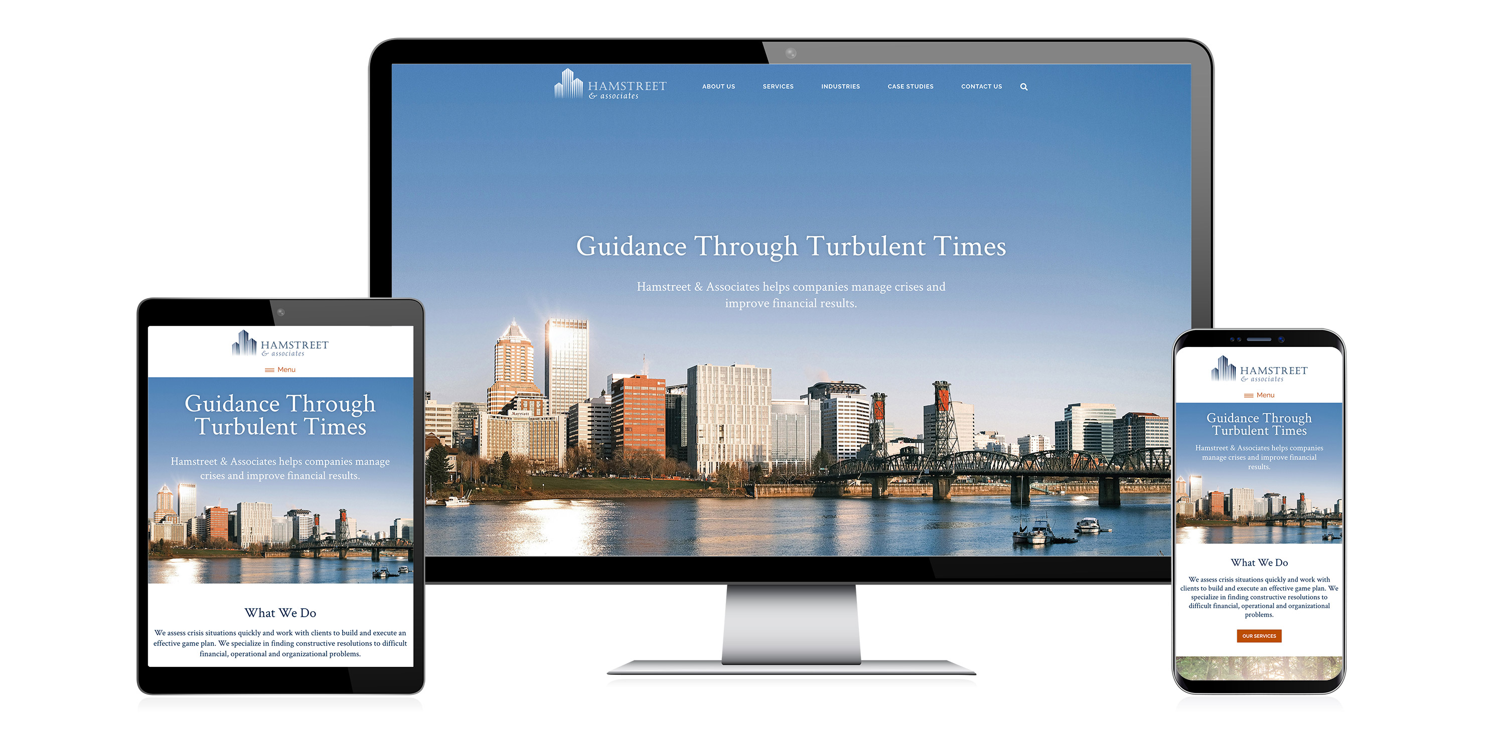 Hamstreet & Associates website on tablet, desktop computer, and phone