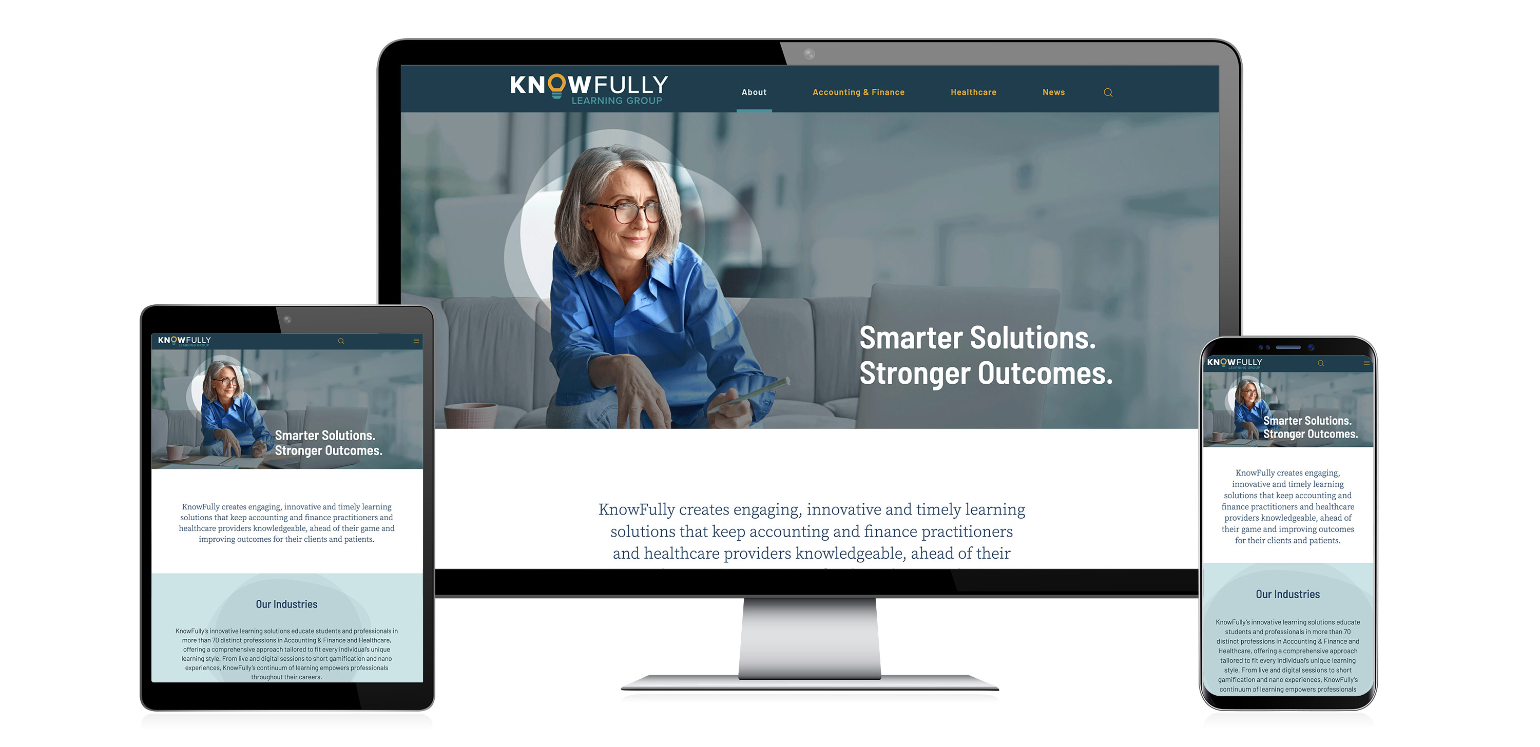 KnowFully website on a phone, computer, and tablet