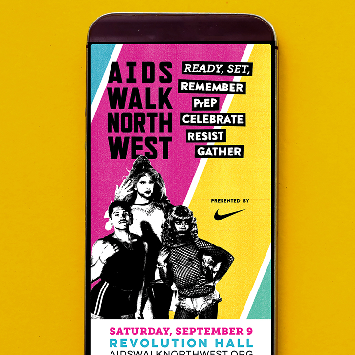 A social media ad on a cellphone for AIDS Walk Northwest