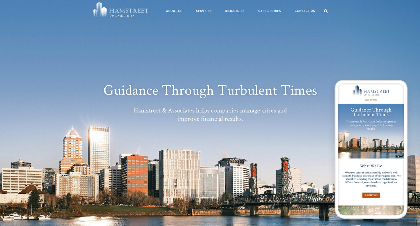 Home page of the Hamstreet & Associates website seen on a laptop and phone.