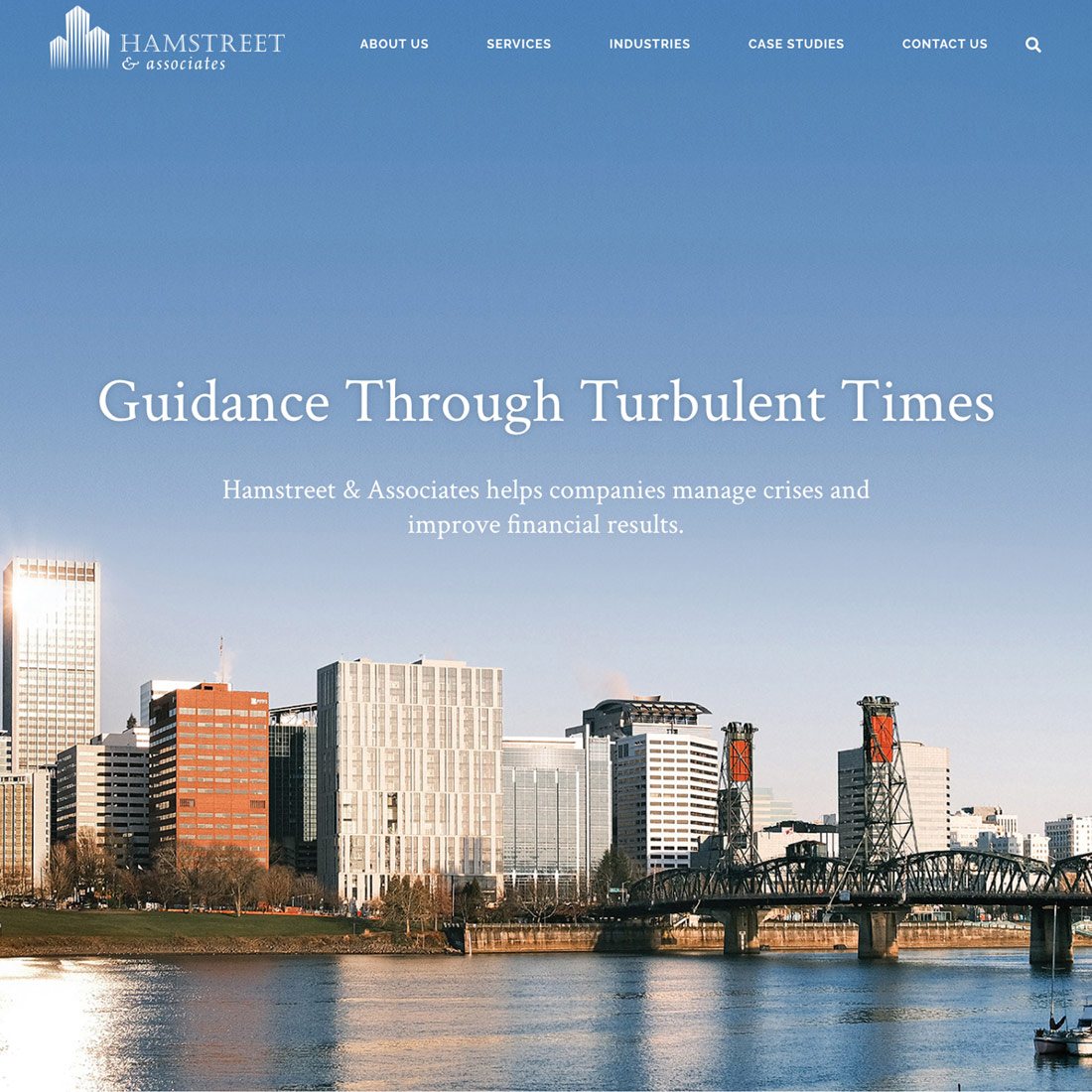 Home page of the Hamstreet & Associates website with the tagline "Guidance Through Turbulent Times".