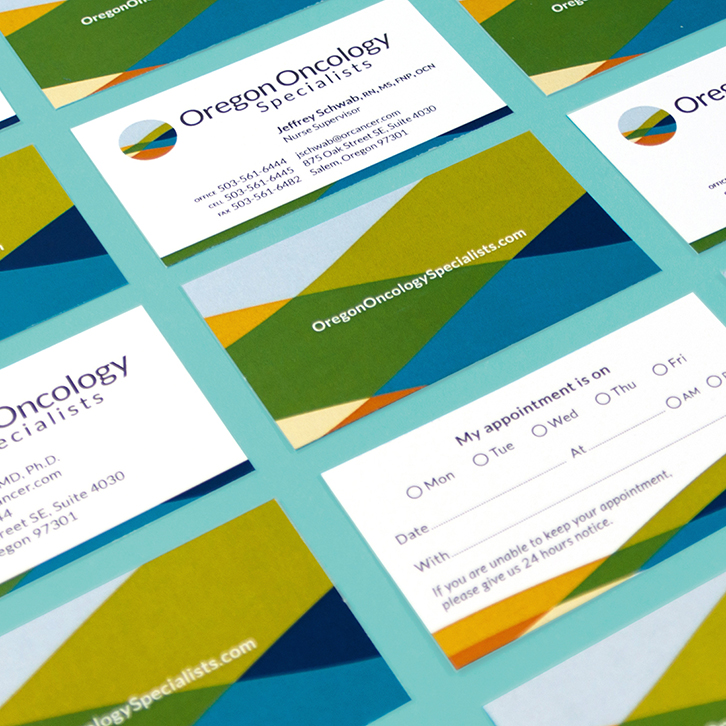 Business card designs for Oregon Specialty Group / Oregon Oncology Specialists.