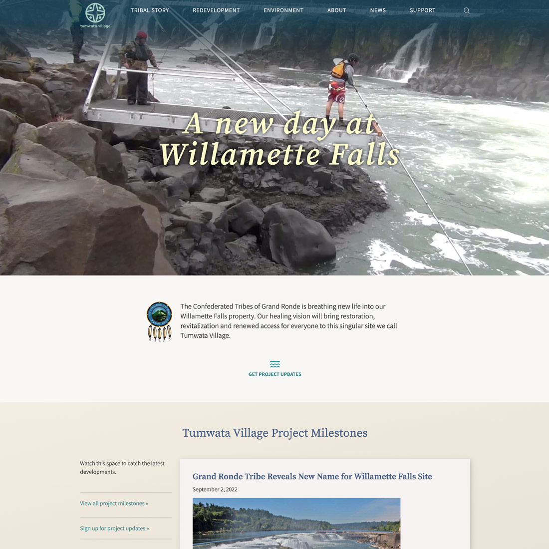 Home page of the tumwata village website.