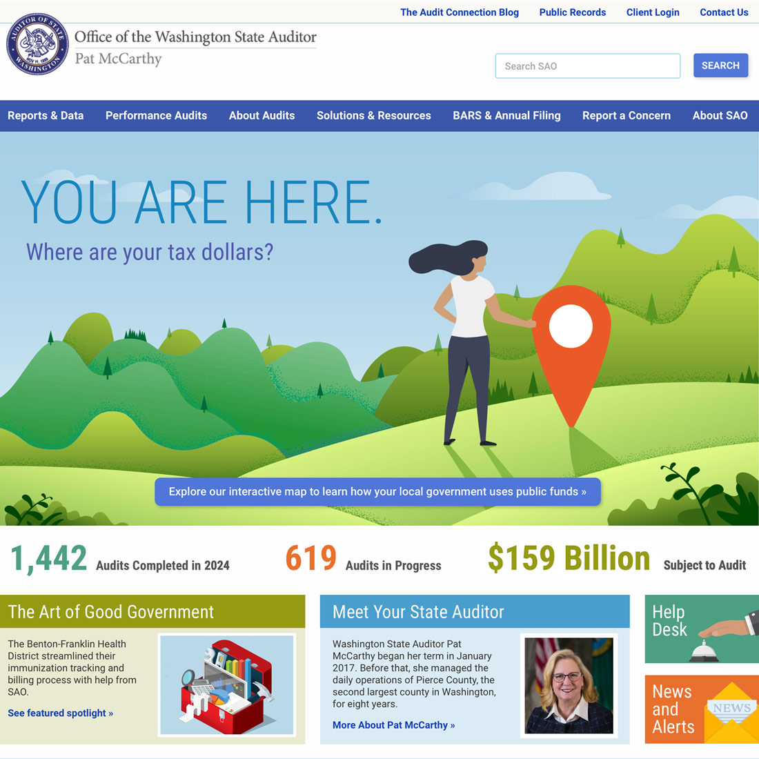 The home page of the Washington State Auditor's Office website.